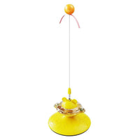 HKM-360595 Interactive Cat Teaser Wand with Suction Cup Scratcher - Spring Toy for Cats