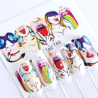 HKM-547283 European Style Nail Art Water Transfer Stickers - Sexy Red Lips & Tongue Design, STZ-756A to STZ-763F