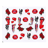 HKM-547283 European Style Nail Art Water Transfer Stickers - Sexy Red Lips & Tongue Design, STZ-756A to STZ-763F