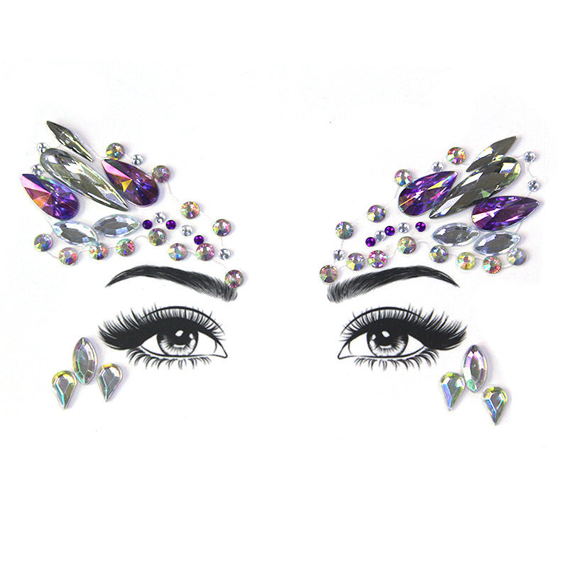 HKM-392083 Acrylic Diamond Eyebrow Stick for Party Face Decoration, 165mm x 125mm