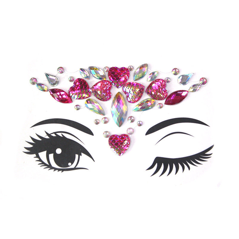 HKM-392083 Acrylic Diamond Eyebrow Stick for Party Face Decoration, 165mm x 125mm