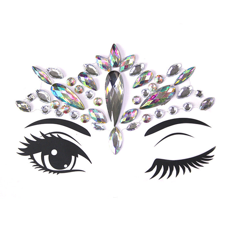 HKM-392083 Acrylic Diamond Eyebrow Stick for Party Face Decoration, 165mm x 125mm