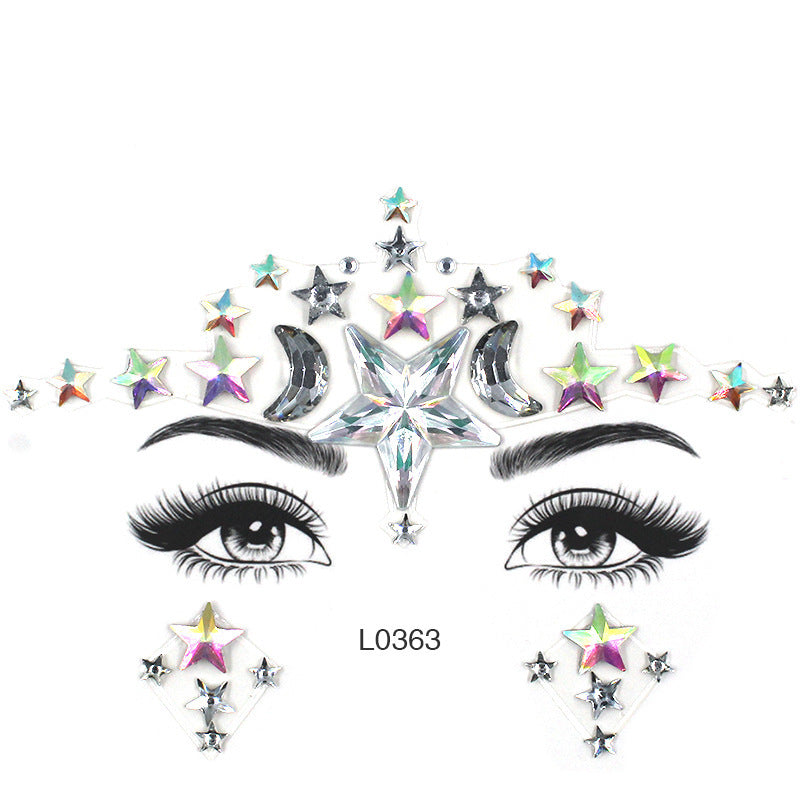 HKM-392083 Acrylic Diamond Eyebrow Stick for Party Face Decoration, 165mm x 125mm