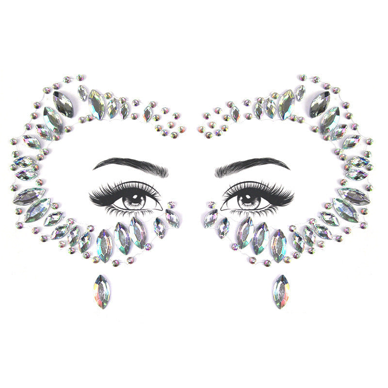 HKM-392083 Acrylic Diamond Eyebrow Stick for Party Face Decoration, 165mm x 125mm