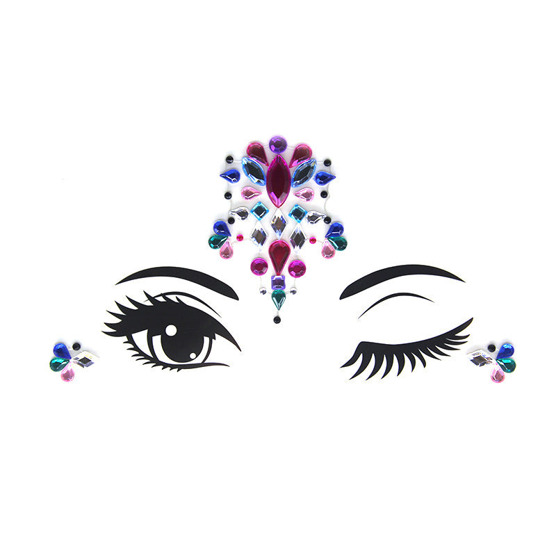 HKM-392083 Acrylic Diamond Eyebrow Stick for Party Face Decoration, 165mm x 125mm