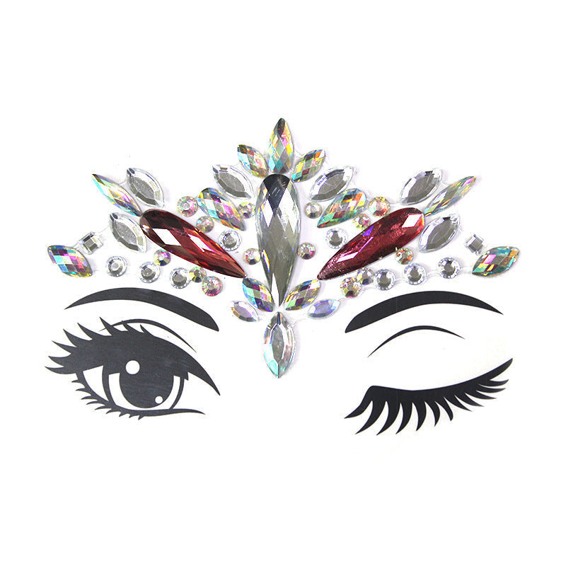 HKM-392083 Acrylic Diamond Eyebrow Stick for Party Face Decoration, 165mm x 125mm
