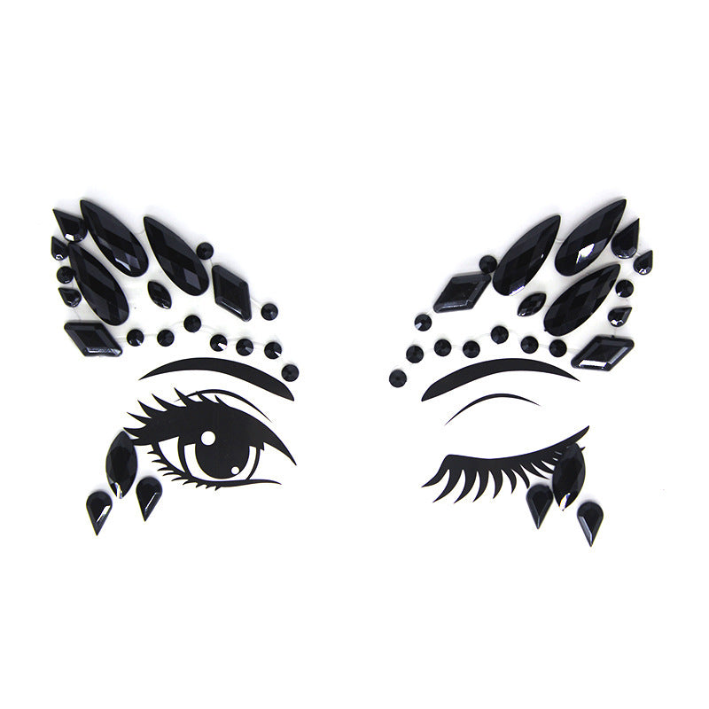 HKM-392083 Acrylic Diamond Eyebrow Stick for Party Face Decoration, 165mm x 125mm
