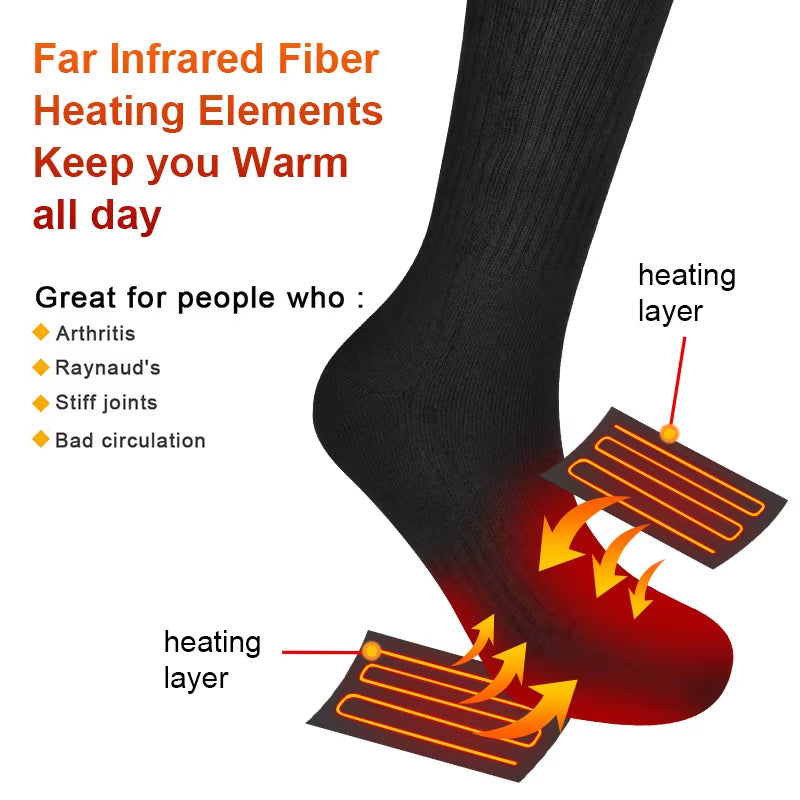 KTX-487891 Men's Electric Heating Socks with Far Infrared Fiber and Anti-Slip Design, Cotton-Spandex Blend