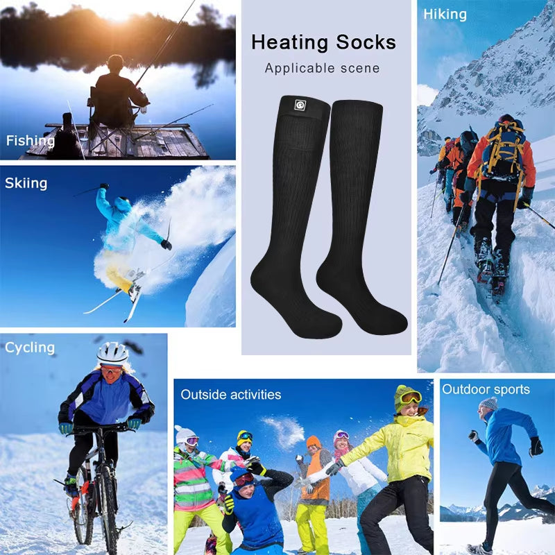 KTX-487891 Men's Electric Heating Socks with Far Infrared Fiber and Anti-Slip Design, Cotton-Spandex Blend