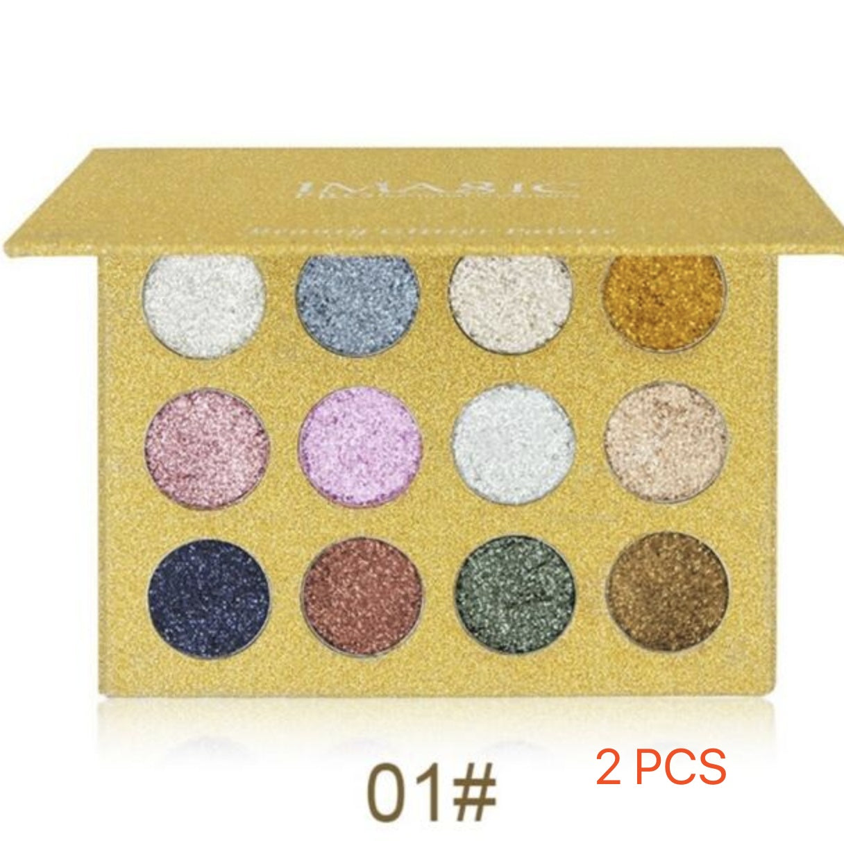 HKM-194323 12 Colors Rainbow Pearl Glitter Eyeshadow Palette - Bright and Shimmering Makeup Collection