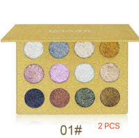 HKM-194323 12 Colors Rainbow Pearl Glitter Eyeshadow Palette - Bright and Shimmering Makeup Collection