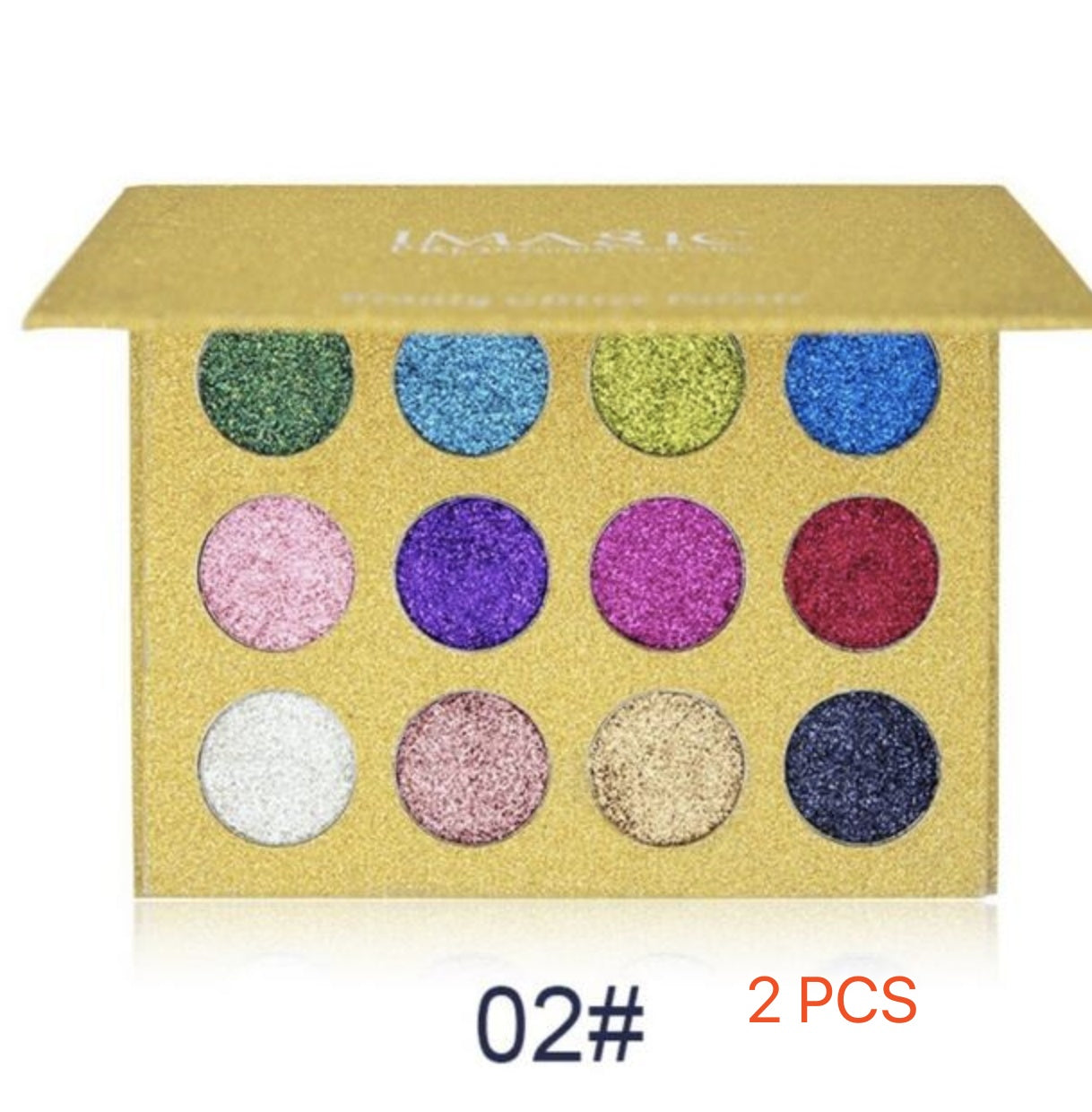 HKM-194323 12 Colors Rainbow Pearl Glitter Eyeshadow Palette - Bright and Shimmering Makeup Collection