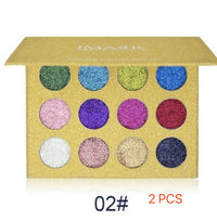 HKM-194323 12 Colors Rainbow Pearl Glitter Eyeshadow Palette - Bright and Shimmering Makeup Collection