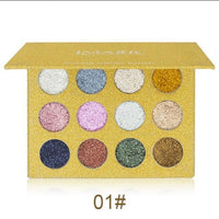 HKM-194323 12 Colors Rainbow Pearl Glitter Eyeshadow Palette - Bright and Shimmering Makeup Collection