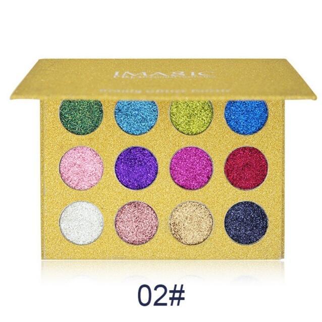HKM-194323 12 Colors Rainbow Pearl Glitter Eyeshadow Palette - Bright and Shimmering Makeup Collection