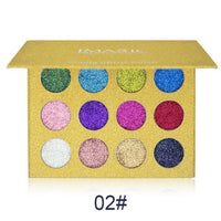 HKM-194323 12 Colors Rainbow Pearl Glitter Eyeshadow Palette - Bright and Shimmering Makeup Collection