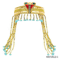 HKM-699859 Pharaoh-Inspired Sequined Headband with Snake Design - Free Size Metal Hair Accessory