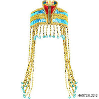 HKM-699859 Pharaoh-Inspired Sequined Headband with Snake Design - Free Size Metal Hair Accessory