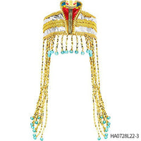 HKM-699859 Pharaoh-Inspired Sequined Headband with Snake Design - Free Size Metal Hair Accessory