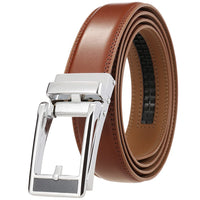 HKM-543059 Men's Leather Belt with Reverse Pull Buckle, Model LY33-23432-1