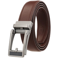HKM-543059 Men's Leather Belt with Reverse Pull Buckle, Model LY33-23432-1