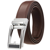 HKM-543059 Men's Leather Belt with Reverse Pull Buckle, Model LY33-23432-1