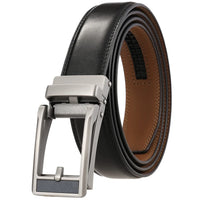 HKM-543059 Men's Leather Belt with Reverse Pull Buckle, Model LY33-23432-1