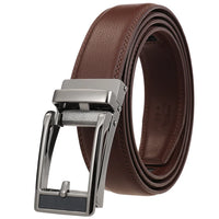 HKM-543059 Men's Leather Belt with Reverse Pull Buckle, Model LY33-23432-1