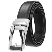 HKM-543059 Men's Leather Belt with Reverse Pull Buckle, Model LY33-23432-1