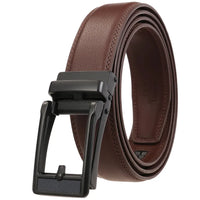 HKM-543059 Men's Leather Belt with Reverse Pull Buckle, Model LY33-23432-1