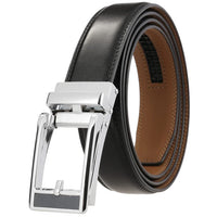 HKM-543059 Men's Leather Belt with Reverse Pull Buckle, Model LY33-23432-1