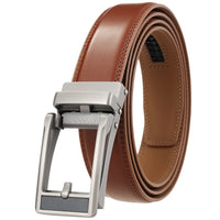 HKM-543059 Men's Leather Belt with Reverse Pull Buckle, Model LY33-23432-1
