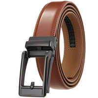HKM-543059 Men's Leather Belt with Reverse Pull Buckle, Model LY33-23432-1
