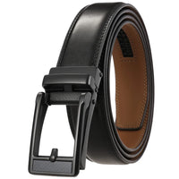HKM-543059 Men's Leather Belt with Reverse Pull Buckle, Model LY33-23432-1