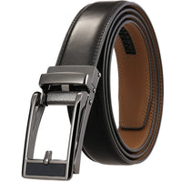 HKM-543059 Men's Leather Belt with Reverse Pull Buckle, Model LY33-23432-1