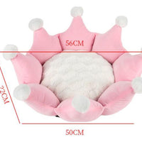 HKM-710483 Removable and Washable Crown Sleeping Nest with Soft Short Fluff Cushion for Pets in Pink, Gray, and Khaki