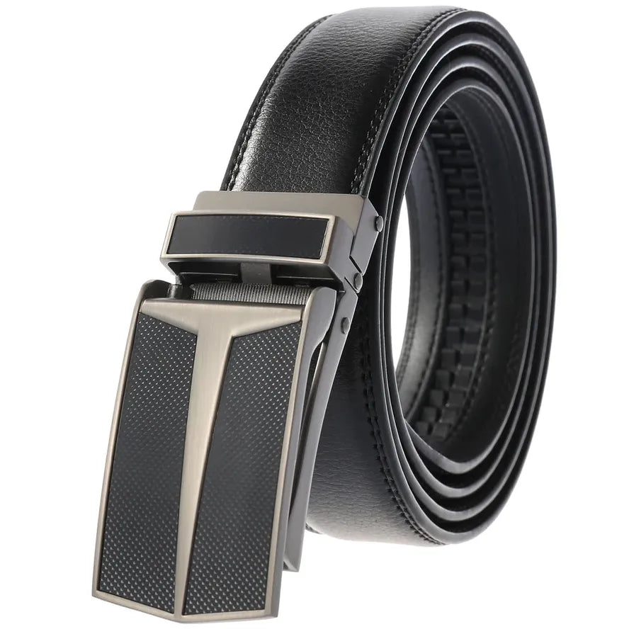 HKM-050387 Men's Leather Automatic Buckle Belt with Alloy Hardware - Model LY33-0288-1