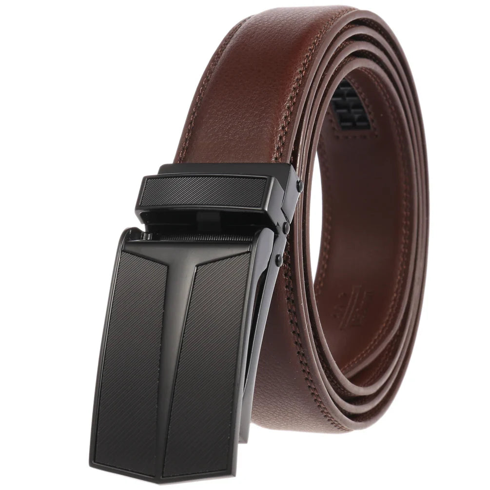 HKM-050387 Men's Leather Automatic Buckle Belt with Alloy Hardware - Model LY33-0288-1