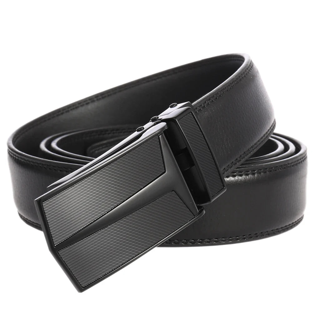 HKM-050387 Men's Leather Automatic Buckle Belt with Alloy Hardware - Model LY33-0288-1