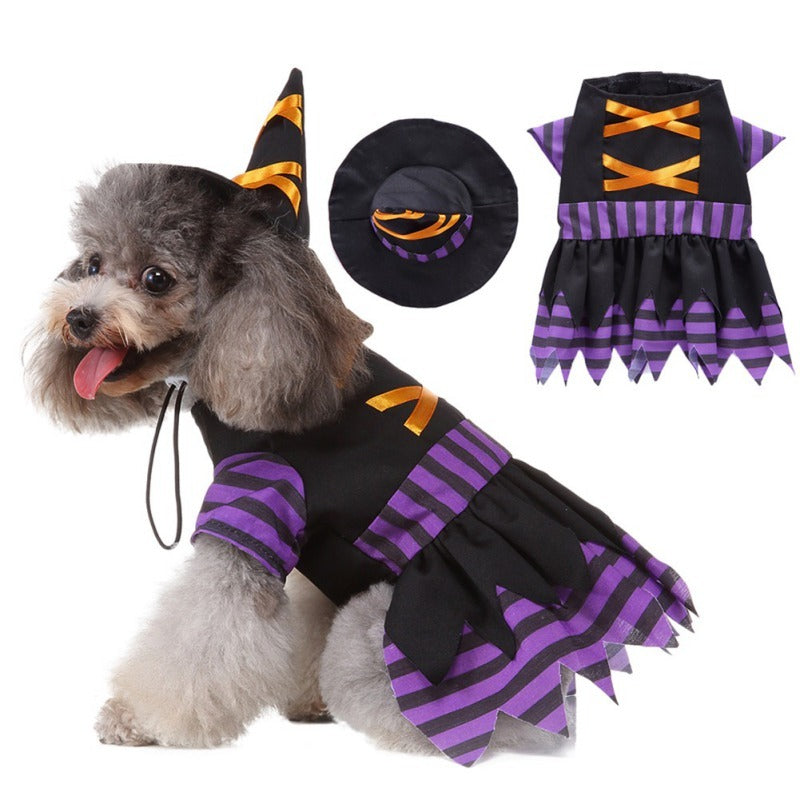 HKM-321939 Alternative Halloween Dog Skirt in Purple ¨C Comfortable Acrylic Material, Available in Sizes S to XL