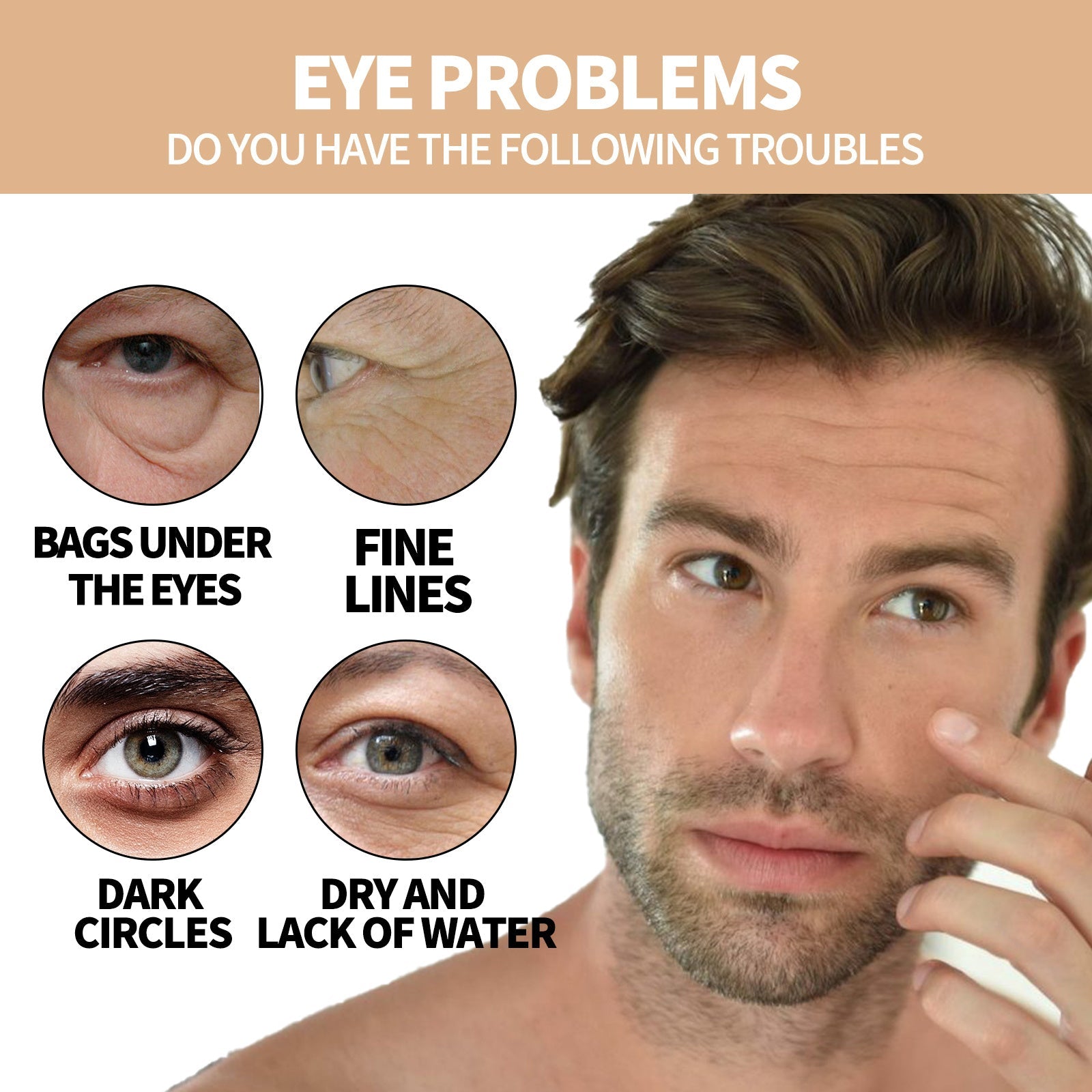HKM-272531 Men's Energizing Eye Roller for Hydration and Firming, Reduces Dark Circles and Fine Lines