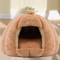 HKM-905939 Plush Velvet Yurt Nest for Cats and Dogs - Thickened Rabbit and Pull Plush, Orange, Yellow, Grey