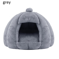 HKM-905939 Plush Velvet Yurt Nest for Cats and Dogs - Thickened Rabbit and Pull Plush, Orange, Yellow, Grey
