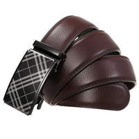 HKM-885395 Two-Layer Cowhide Leather Belt with Alloy Automatic Buckle for Men