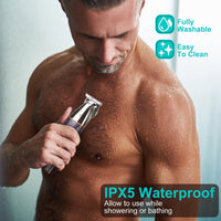 HKM-248851 5-in-1 Waterproof Beard Trimmer for Men with Rechargeable Battery and LED Display, Cordless Grooming Kit