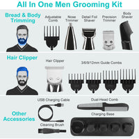 HKM-248851 5-in-1 Waterproof Beard Trimmer for Men with Rechargeable Battery and LED Display, Cordless Grooming Kit