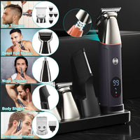 HKM-248851 5-in-1 Waterproof Beard Trimmer for Men with Rechargeable Battery and LED Display, Cordless Grooming Kit