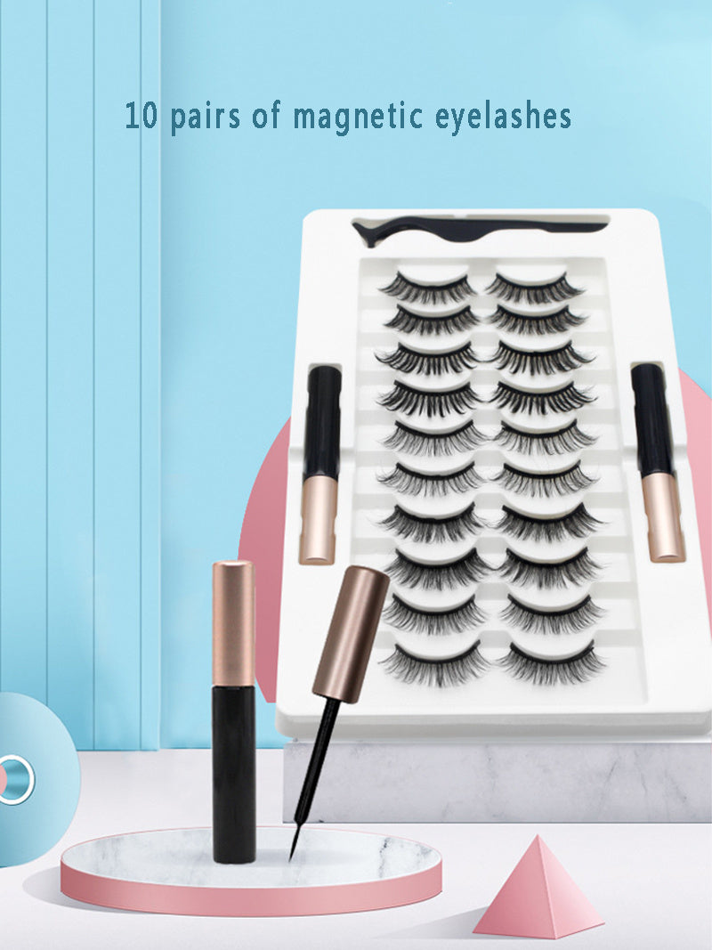 HKM-402451 Quantum Magnetic Eyelash Liquid Eyeliner Set with 10 Pairs of Magnetic Lashes and Tweezers