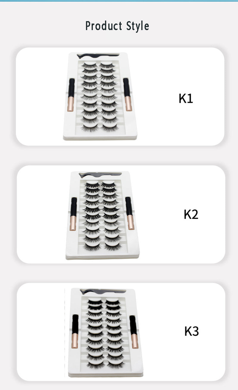 HKM-402451 Quantum Magnetic Eyelash Liquid Eyeliner Set with 10 Pairs of Magnetic Lashes and Tweezers