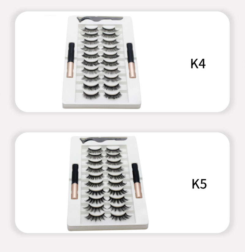HKM-402451 Quantum Magnetic Eyelash Liquid Eyeliner Set with 10 Pairs of Magnetic Lashes and Tweezers